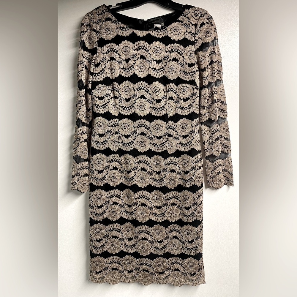 Cremieux Gold & Black Dress – Size 6 - Picture 1 of 7